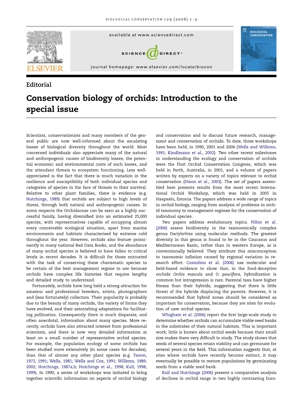 Conservation Biology of Orchids: Introduction to the Special Issue