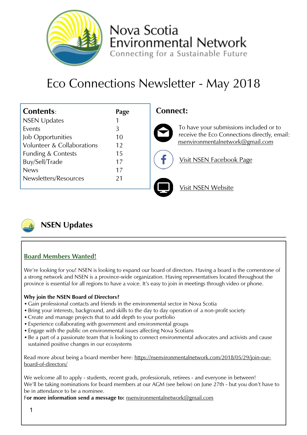 Eco-Connections Newsletter May 2018