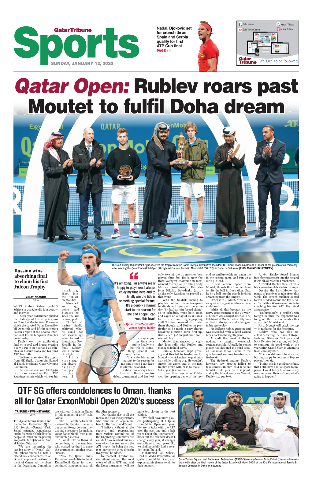 Rublev Roars Past Moutet to Fulfil Doha Dream
