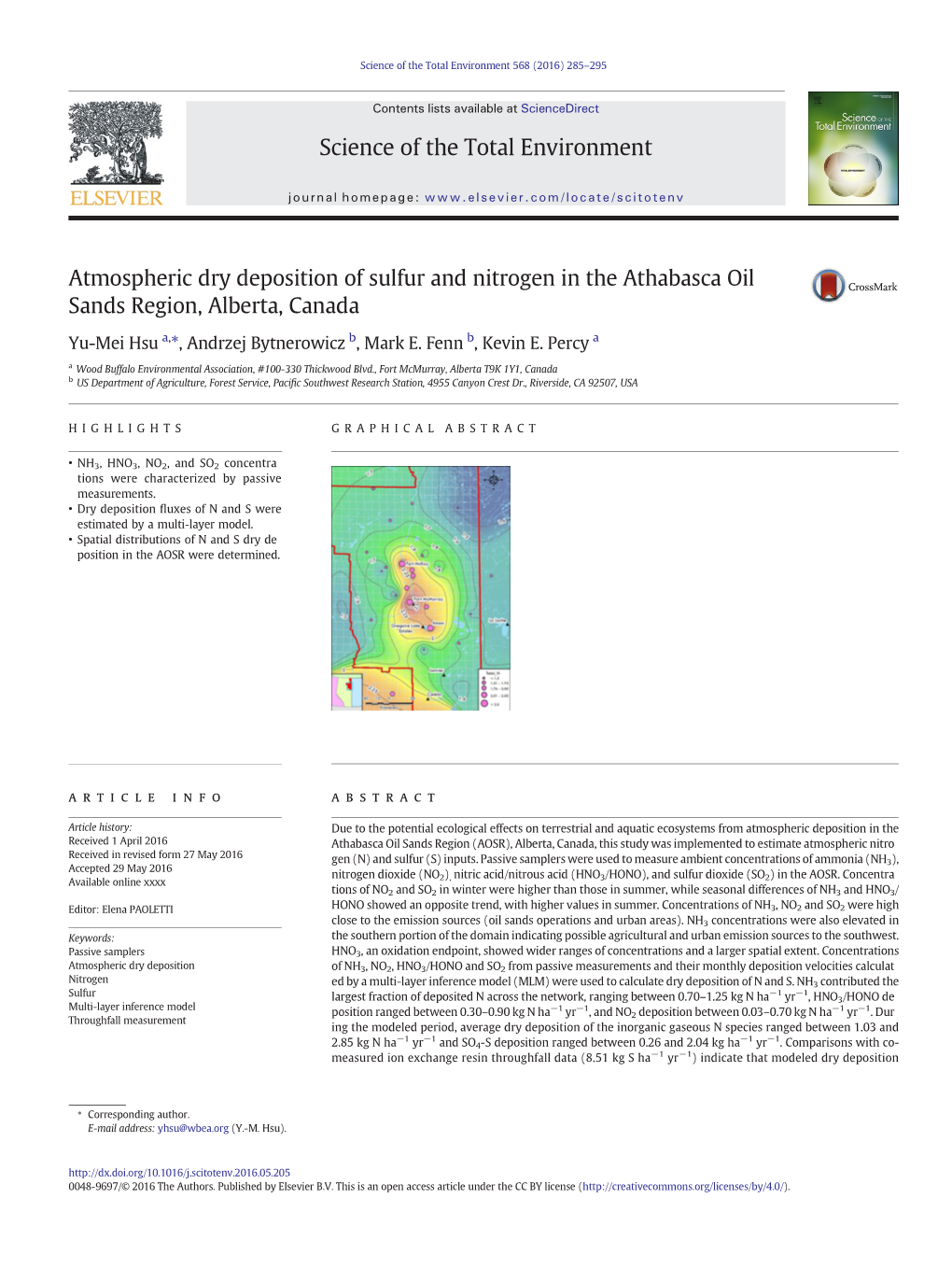 Atmospheric Dry Deposition of Sulfur and Nitrogen in the Athabasca Oil Sands Region, Alberta, Canada
