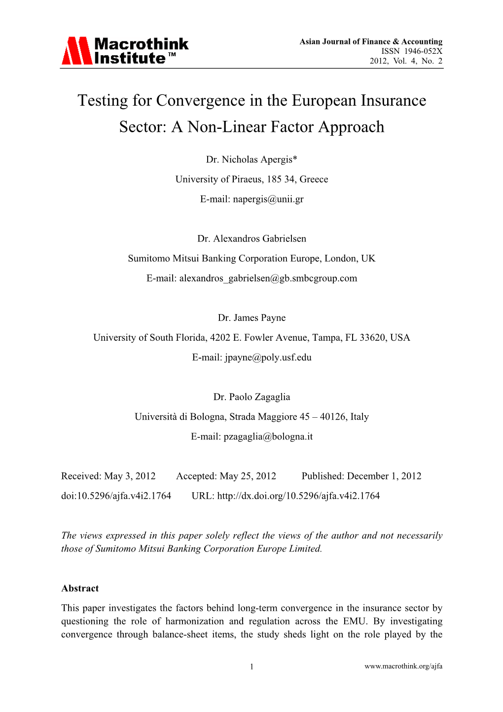 Testing for Convergence in the European Insurance Sector: a Non-Linear Factor Approach
