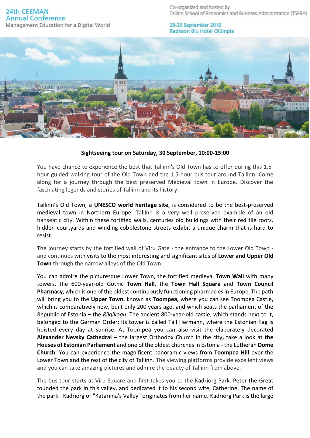 Sightseeing Tour Description