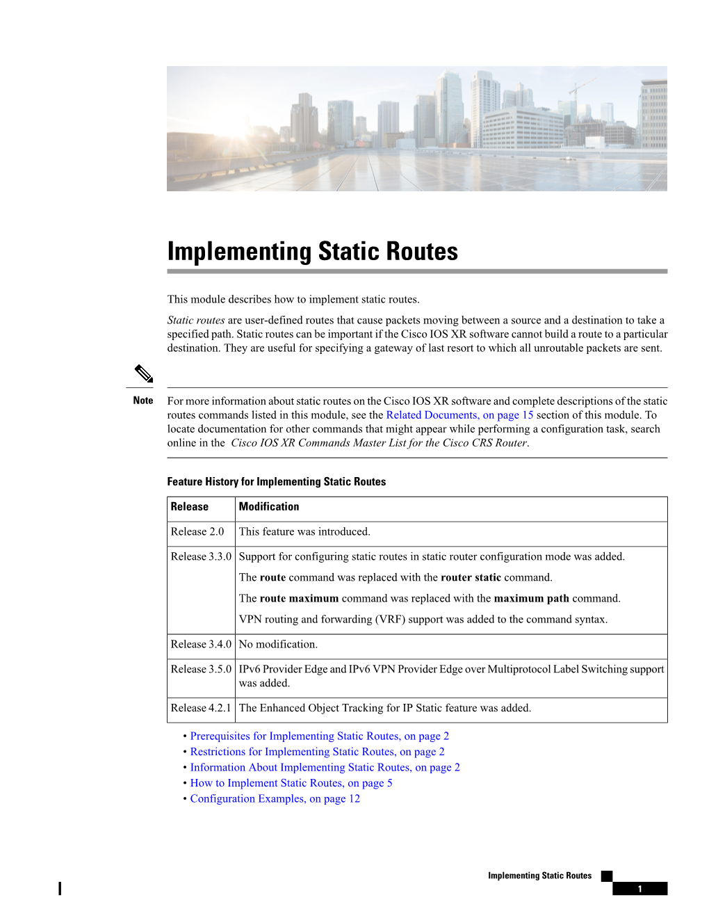 Implementing Static Routes