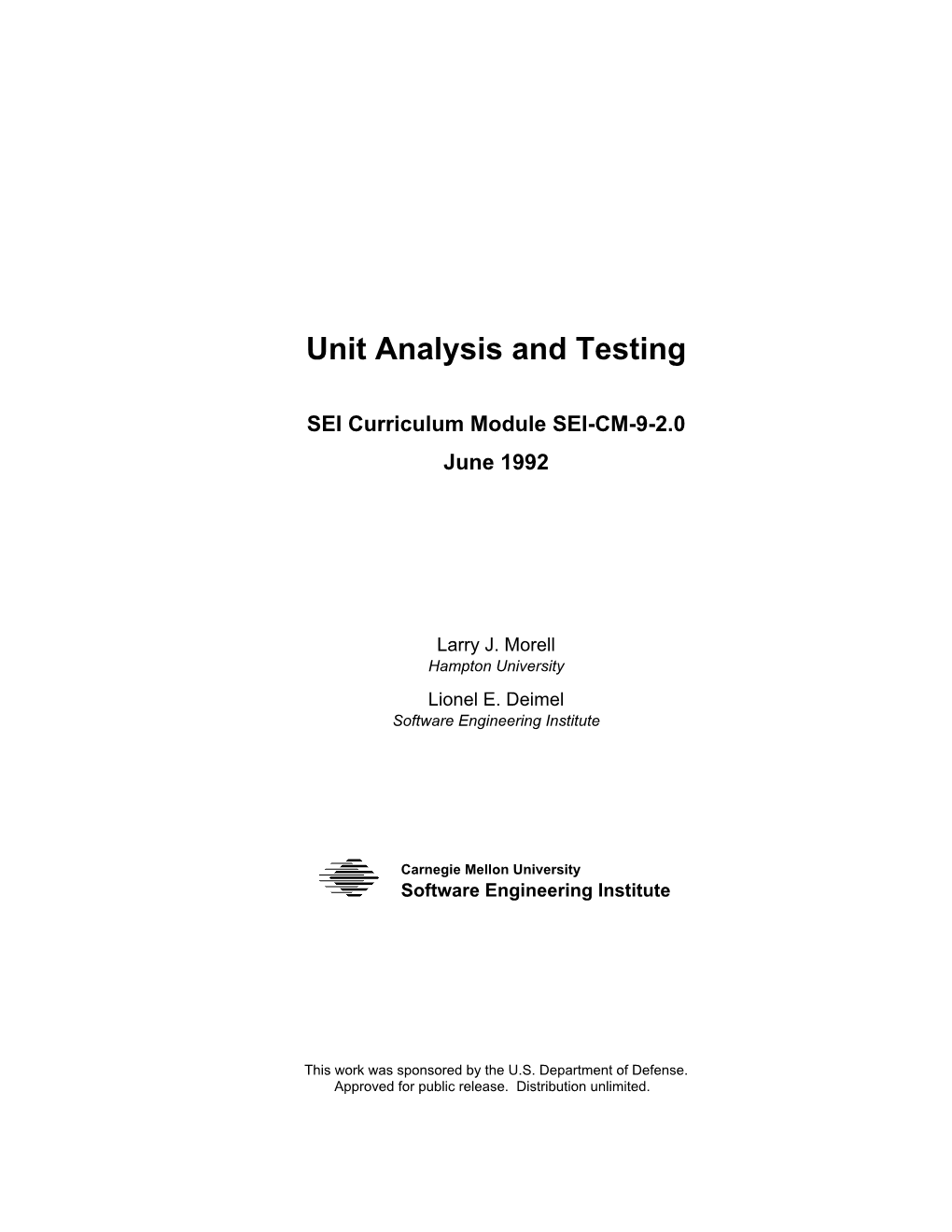 Unit Testing and Analysis