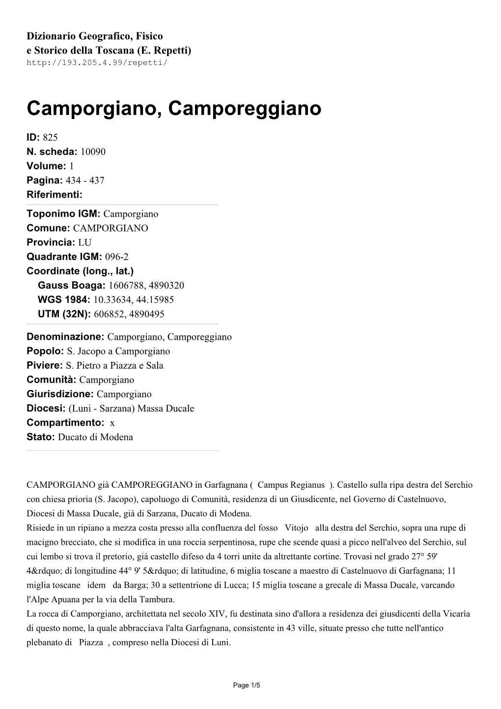 Camporgiano, Camporeggiano