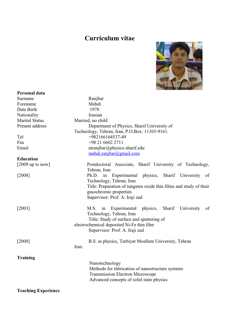 Curriculum Vitae s314