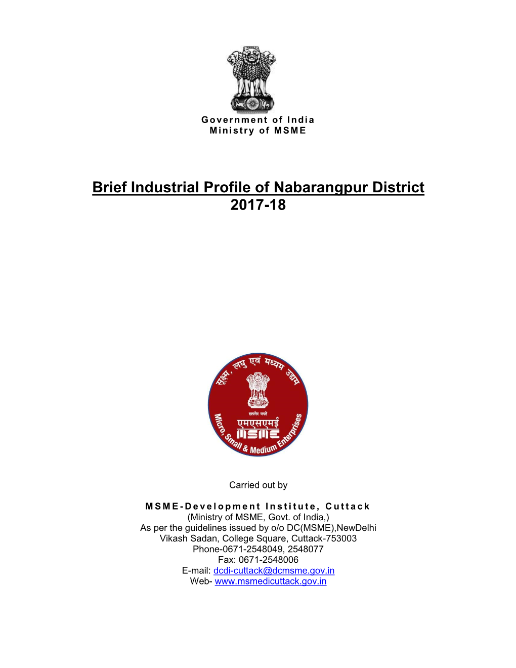 Brief Industrial Profile of Nabarangpur District 2017-18