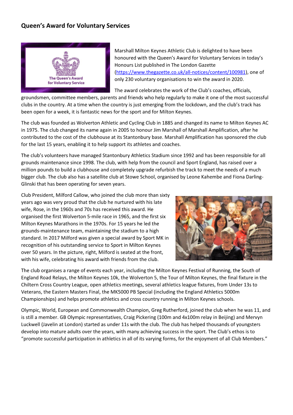 Queen's Award for Voluntary Services