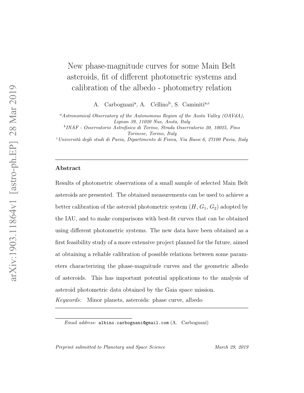 New Phase-Magnitude Curves for Some Main Belt Asteroids, Fit Of