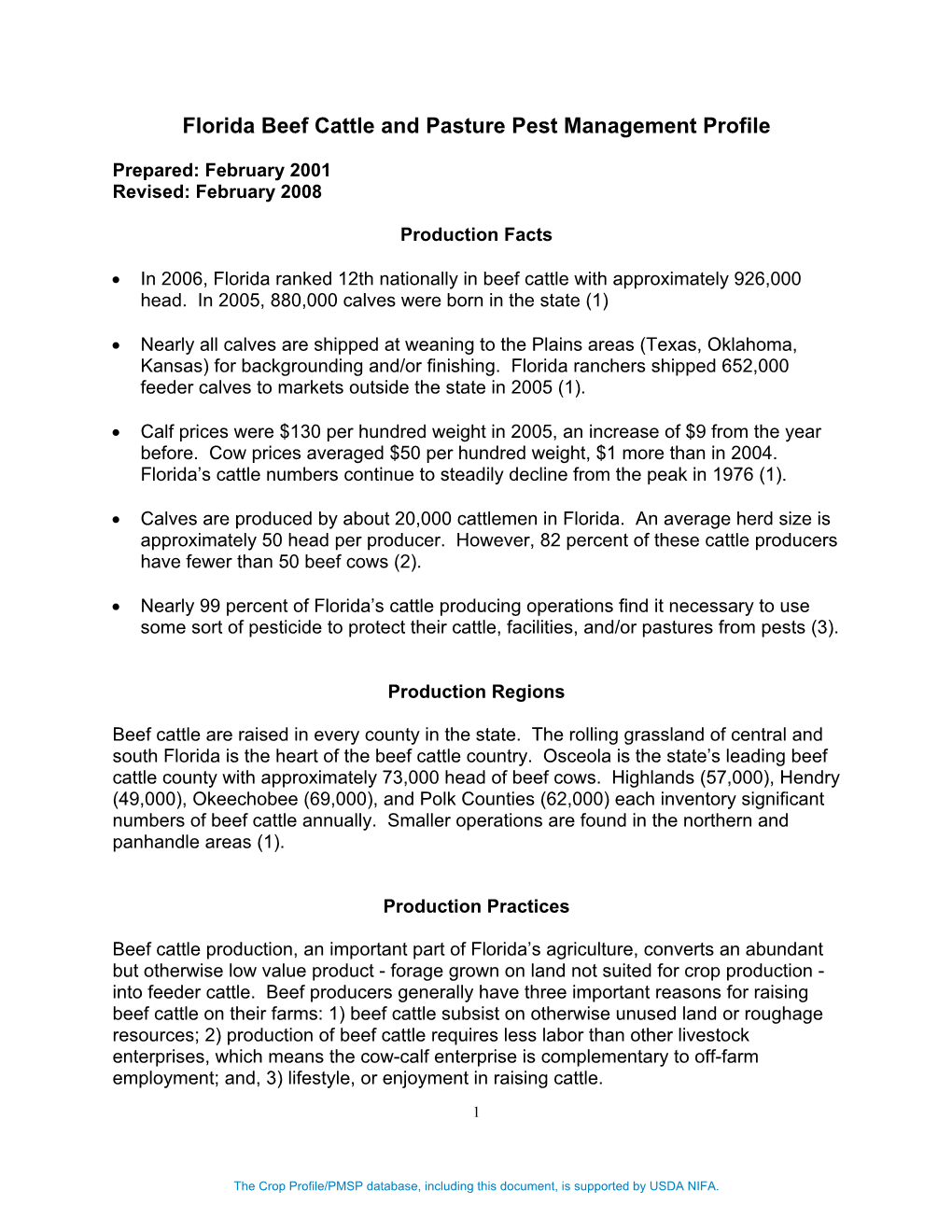 Florida Beef Cattle and Pasture Pest Management Profile