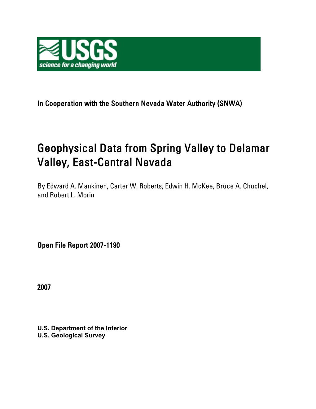 USGS Open File Report 2007–1190