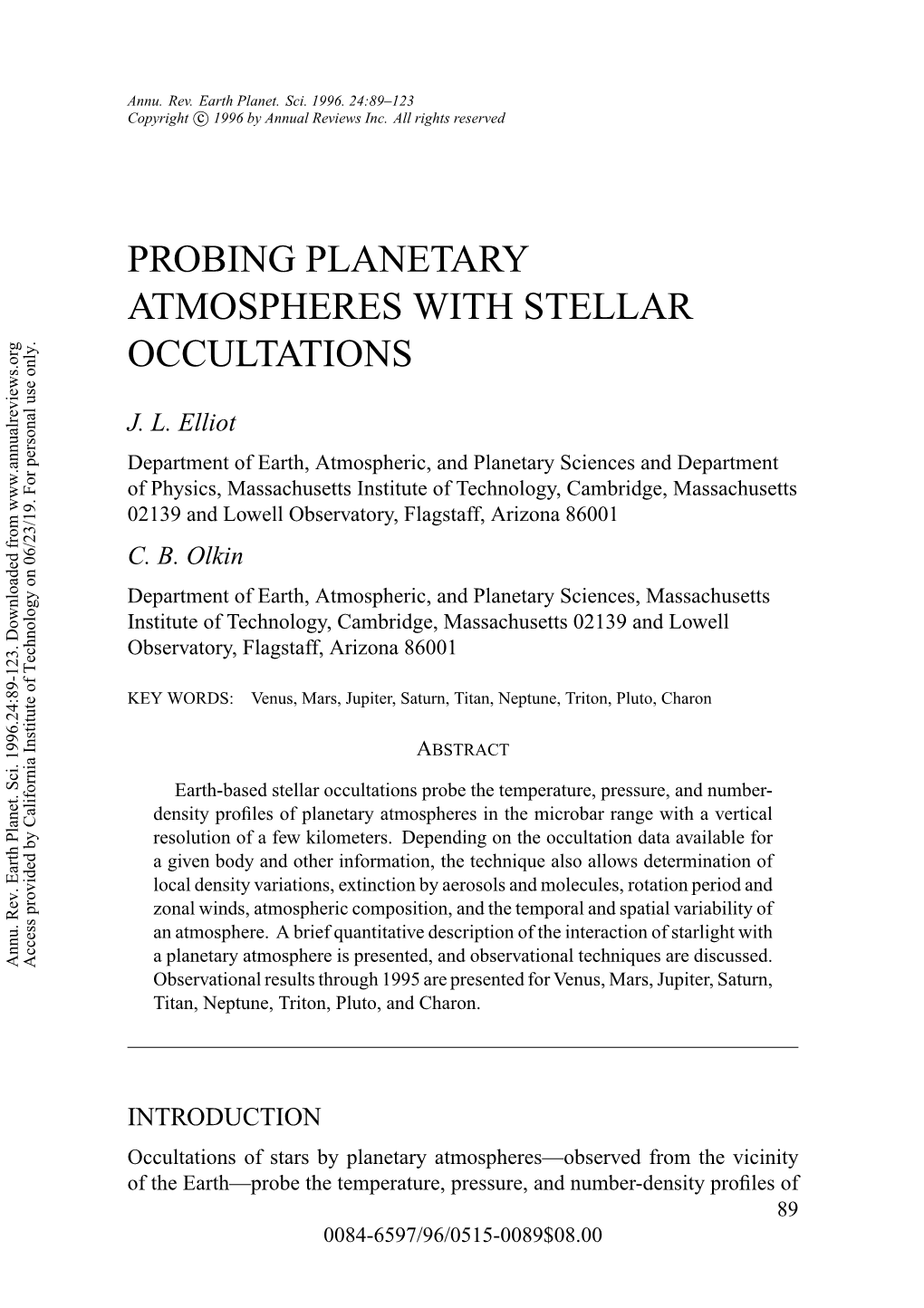 Probing Planetary Atmospheres with Stellar Occultations