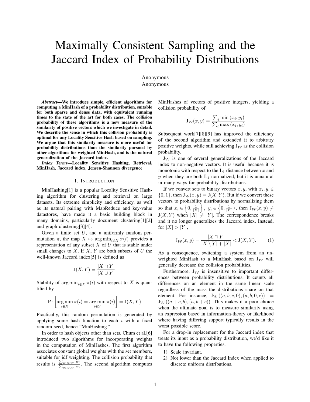 Maximally Consistent Sampling and the Jaccard Index of Probability Distributions