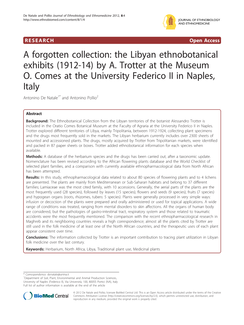 A Forgotten Collection: the Libyan Ethnobotanical Exhibits (1912-14) by A