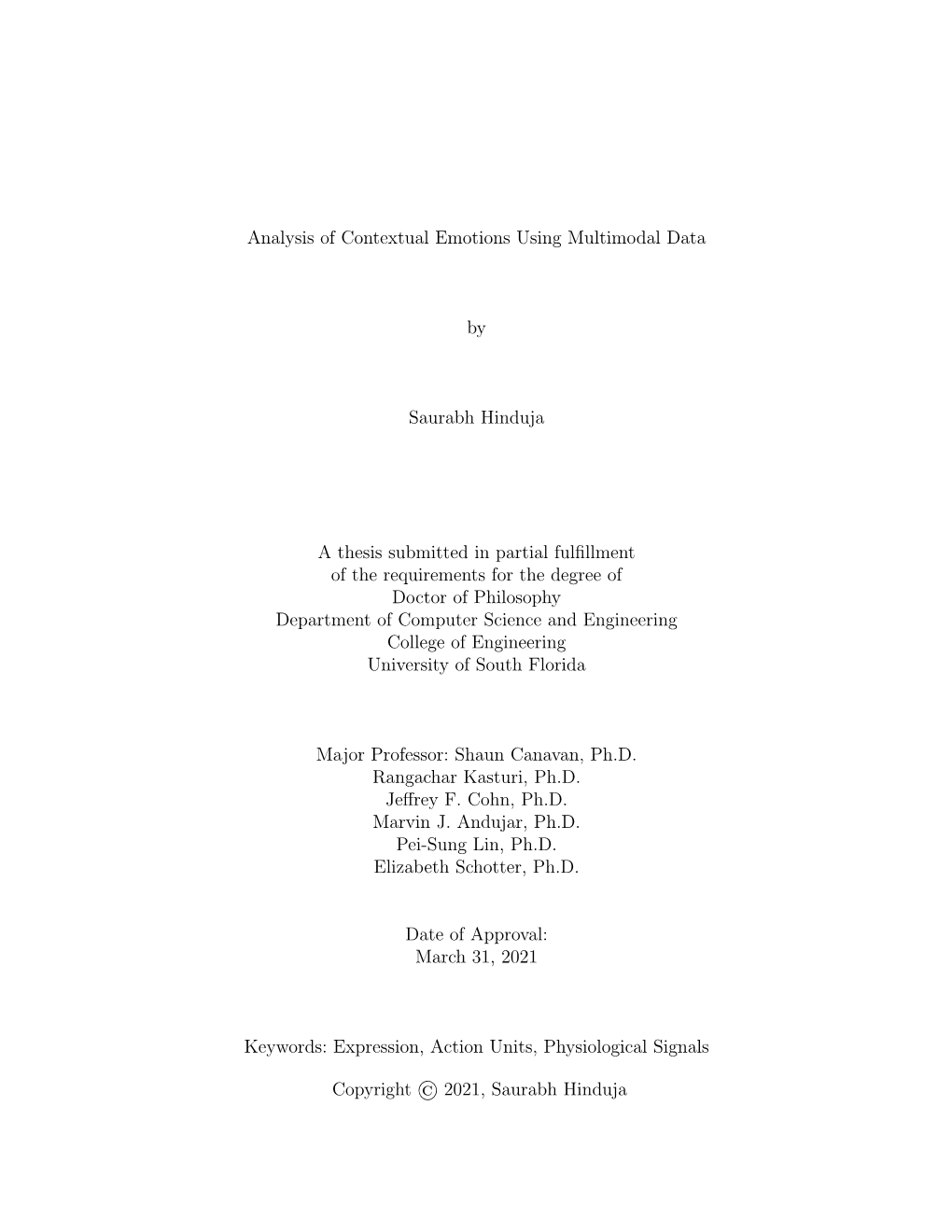 Analysis of Contextual Emotions Using Multimodal Data