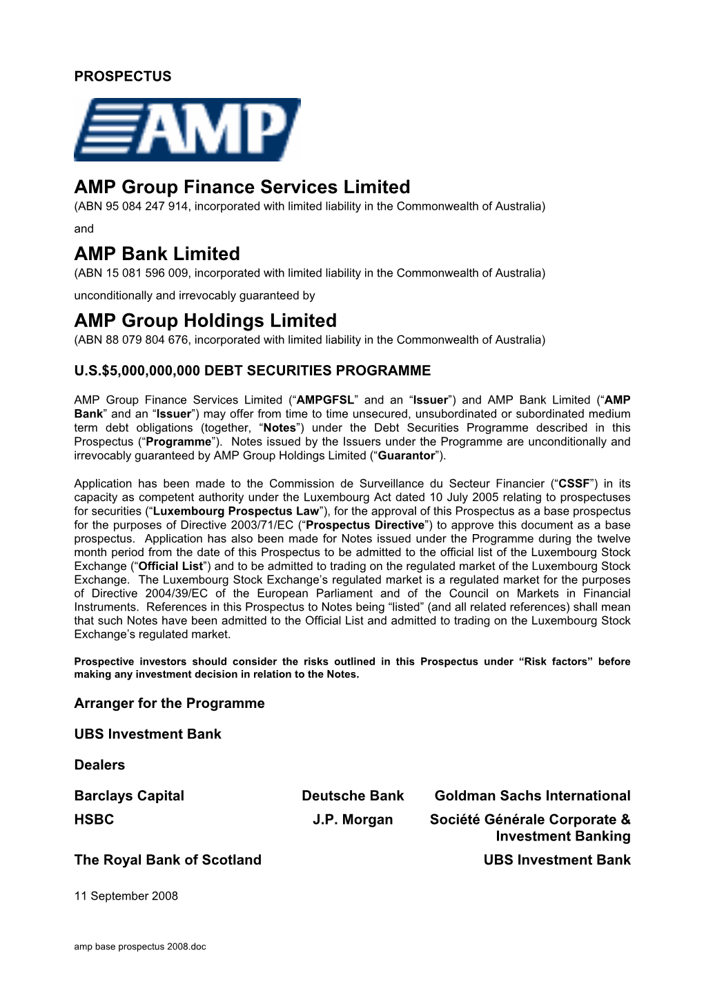 AMP Group Finance Services Limited