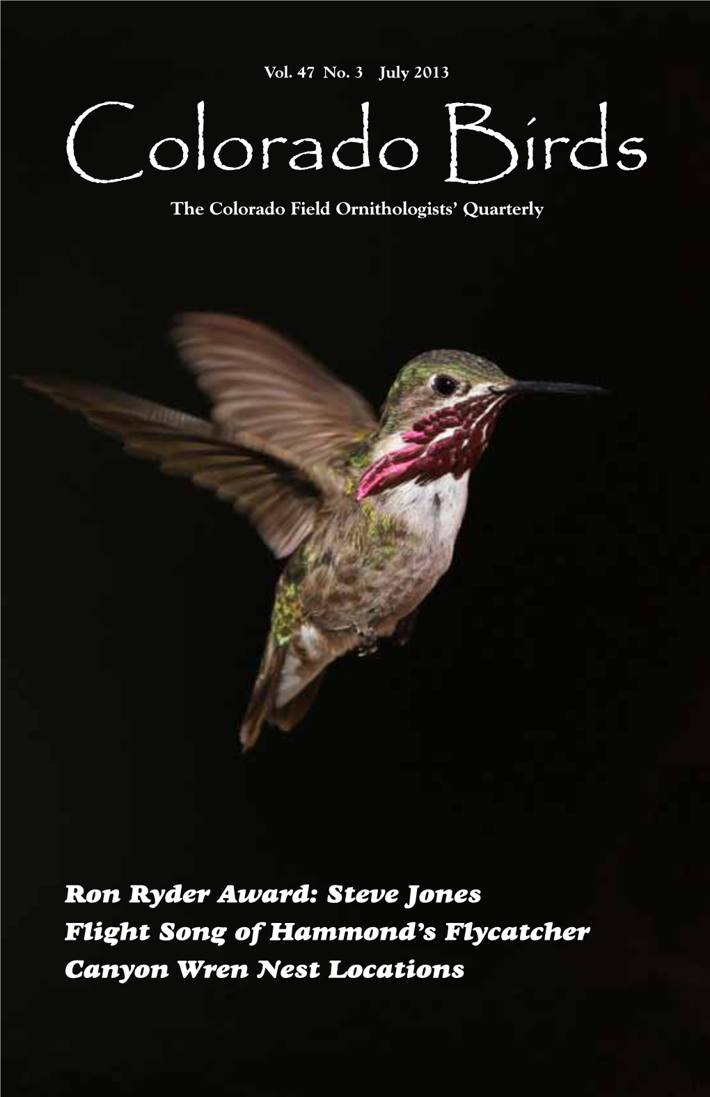 Colorado Birds the Colorado Field Ornithologists’ Quarterly