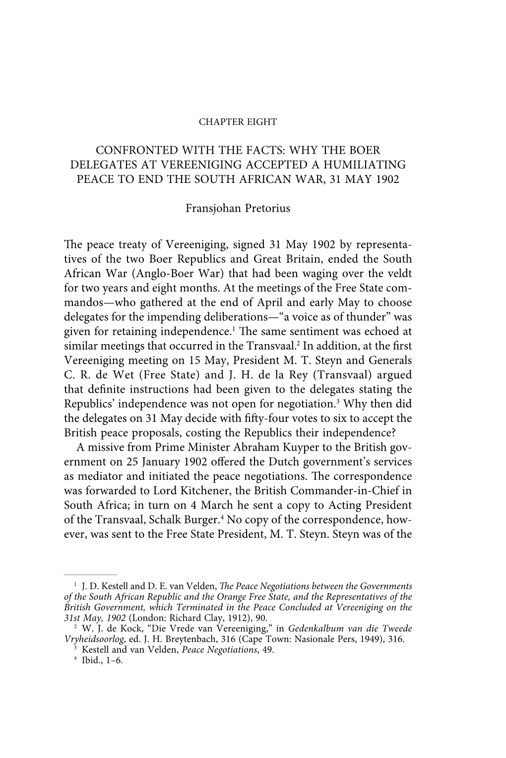 Why the Boer Delegates at Vereeniging Accepted a Humiliating Peace to End the South African War, 31 May 1902