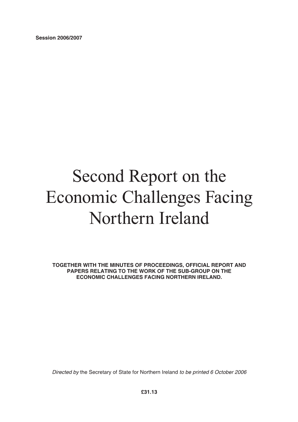 Second Report on the Economic Challenges Facing Northern Ireland