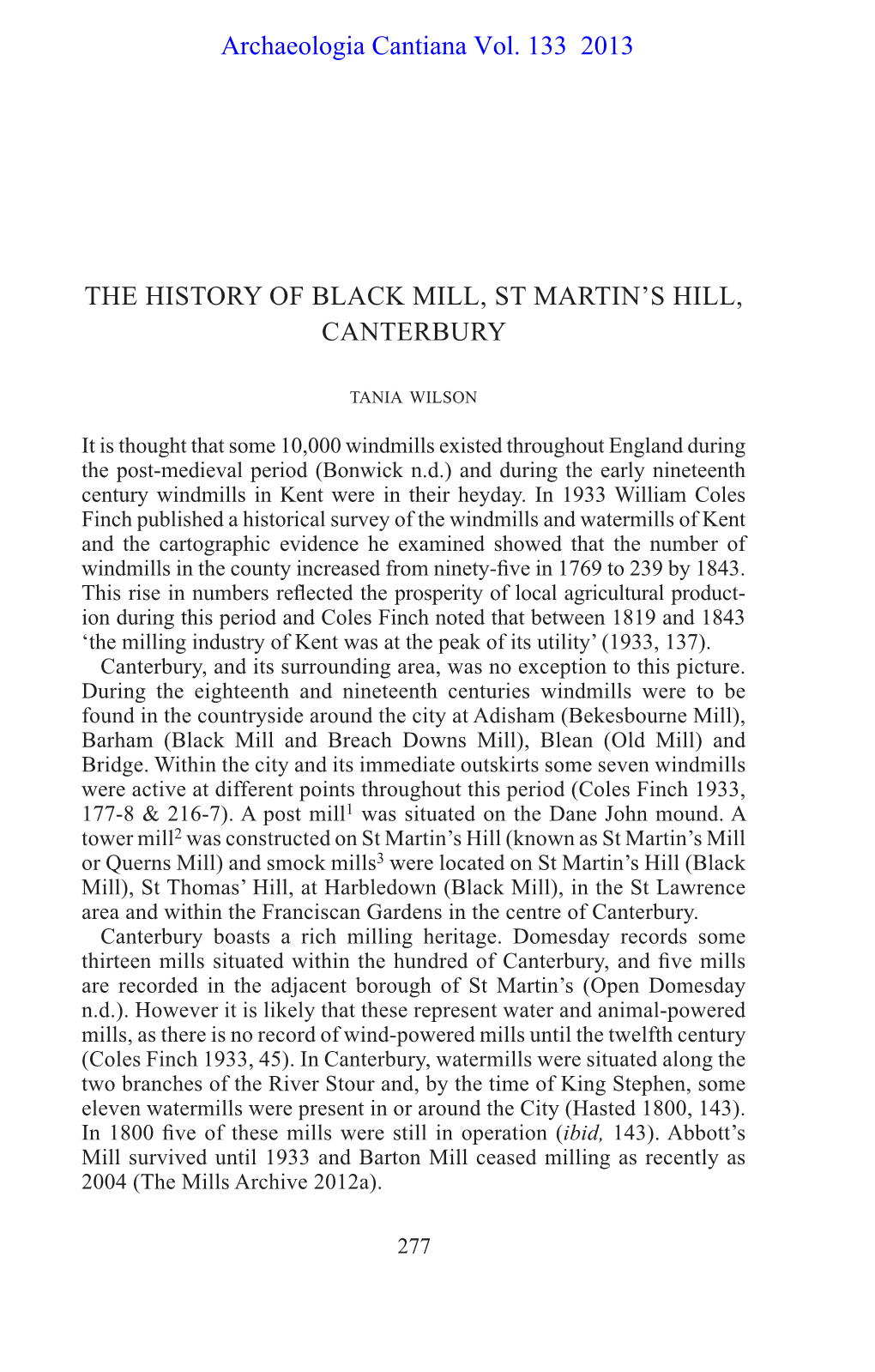 The History of Black Mill, St Martin's Hill, Canterbury