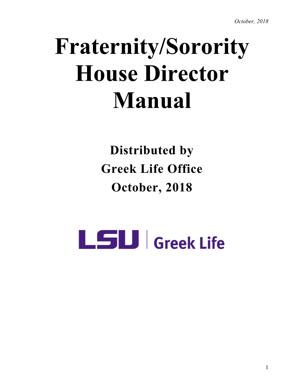 Fraternity/Sorority House Director Manual