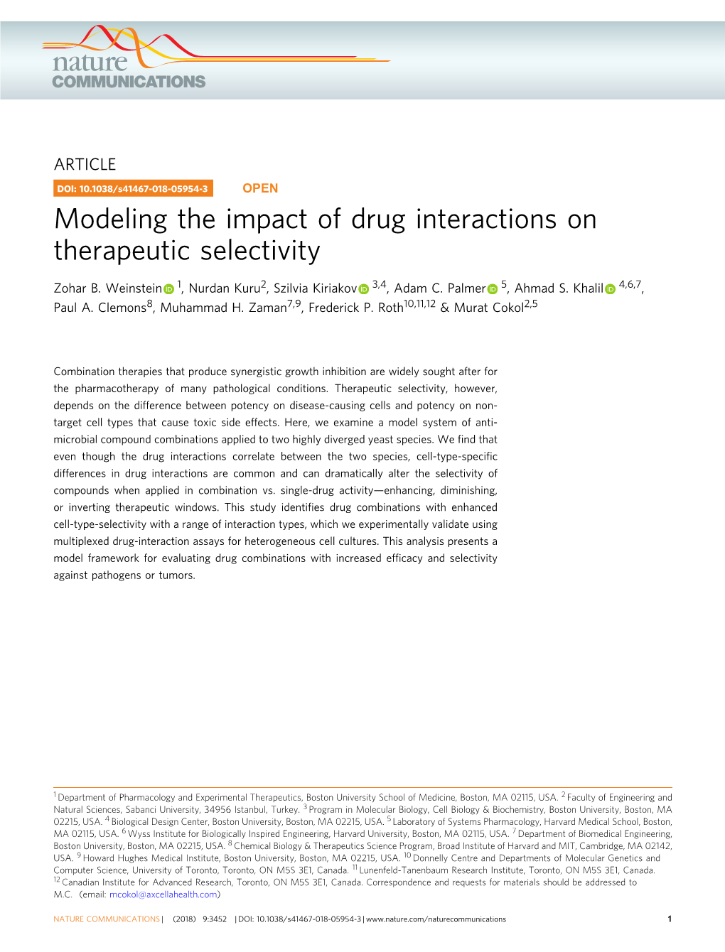 Modeling the Impact of Drug Interactions on Therapeutic Selectivity