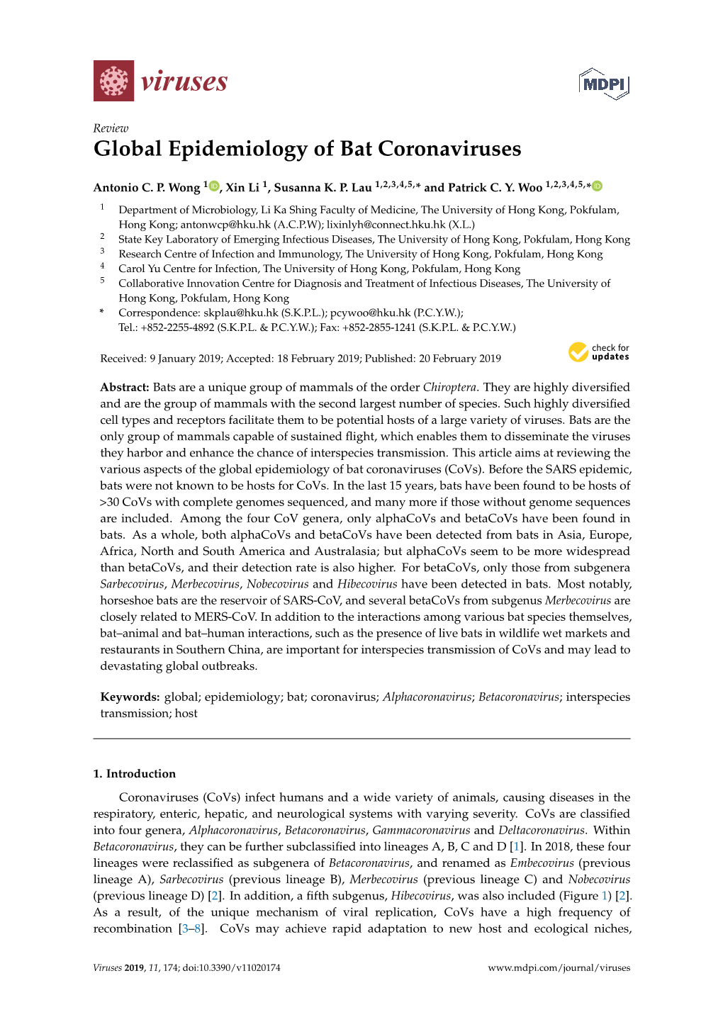 Global Epidemiology of Bat Coronaviruses