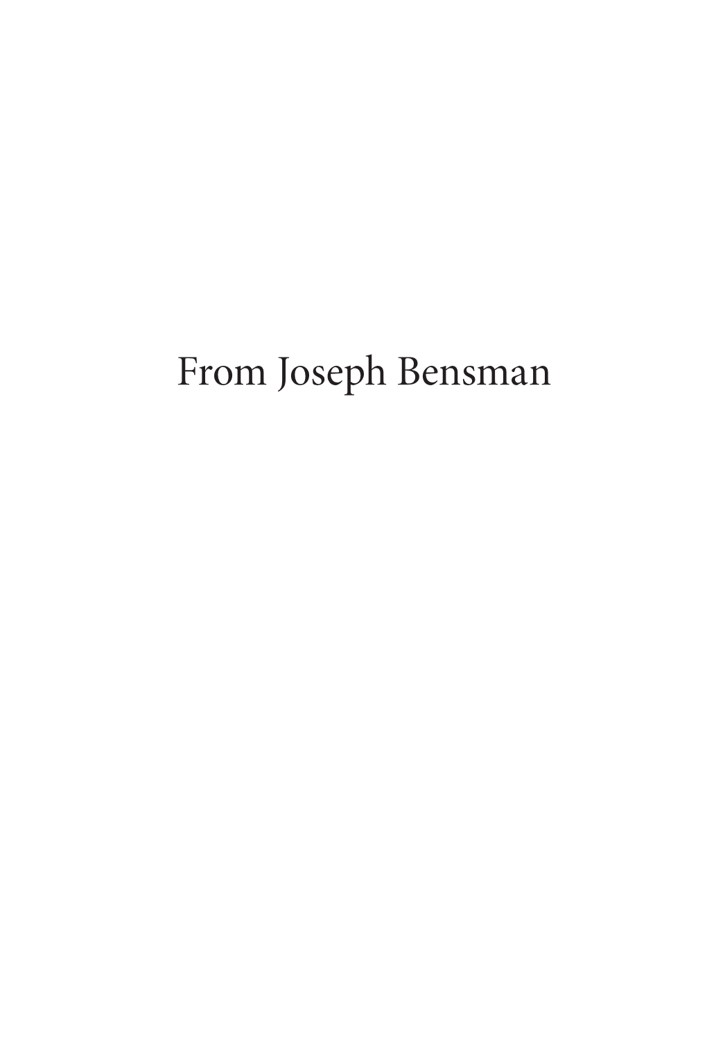 From Joseph Bensman