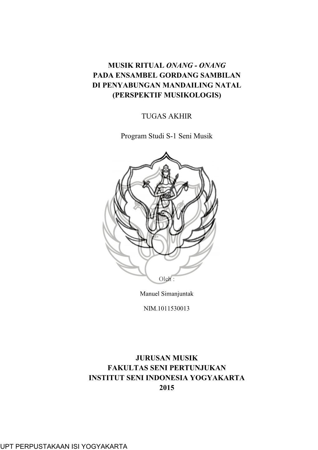 Onang Pada Ensambel Gordang Sambilan Di Penyabungan Mandailing Natal (Perspektif Musikologis)