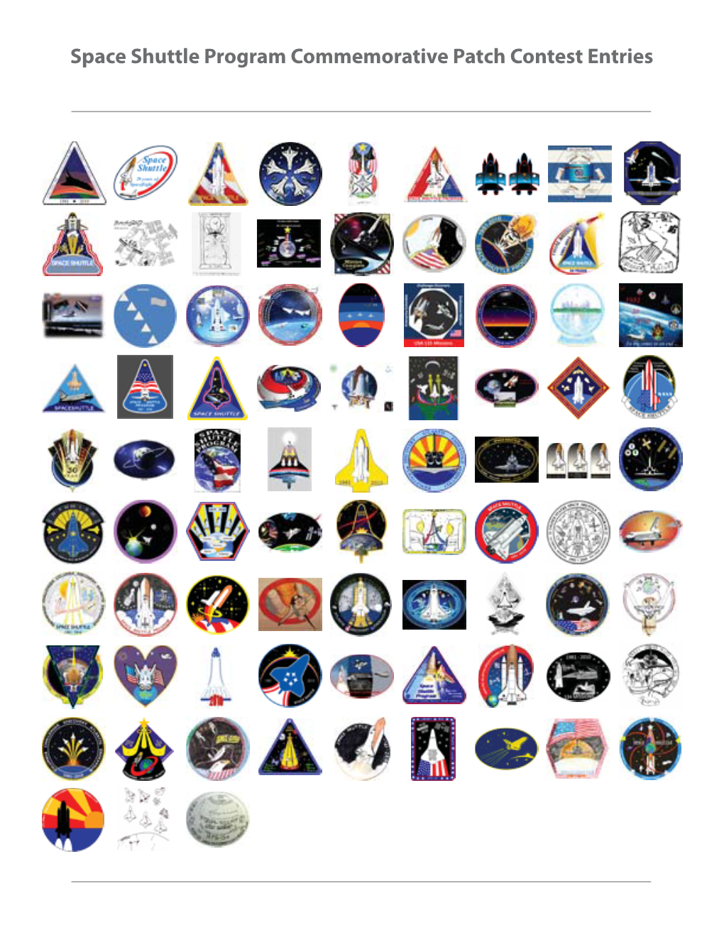 Space Shuttle Program Commemorative Patch Contest Entries