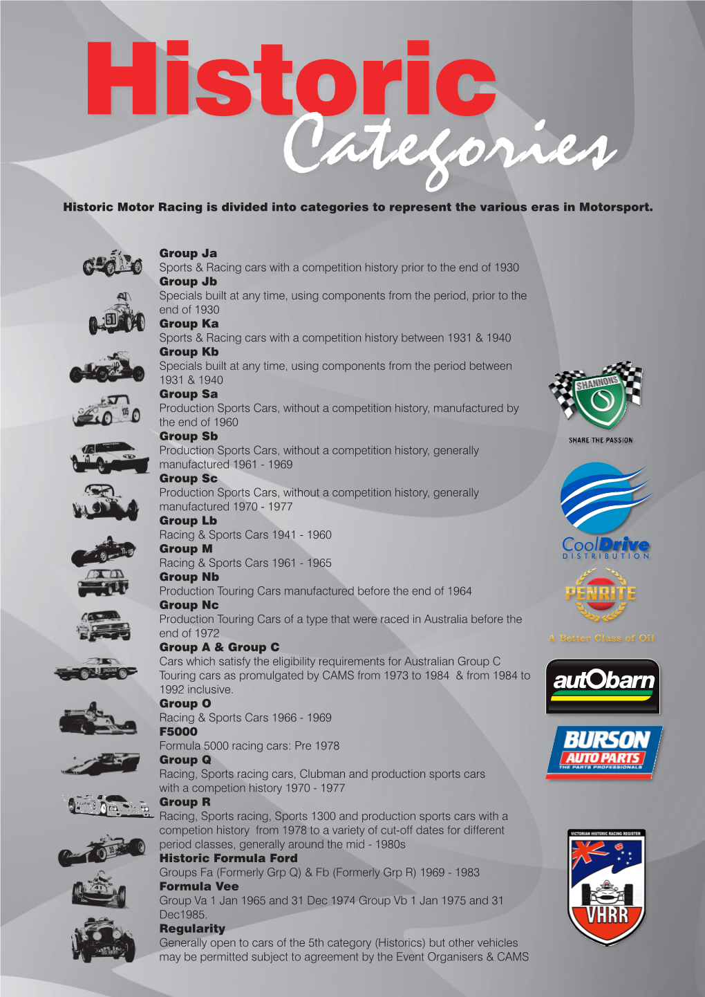Group Ja Sports & Racing Cars with a Competition History Prior to the End