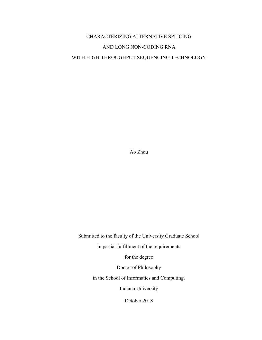 Characterizing Alternative Splicing and Long Non