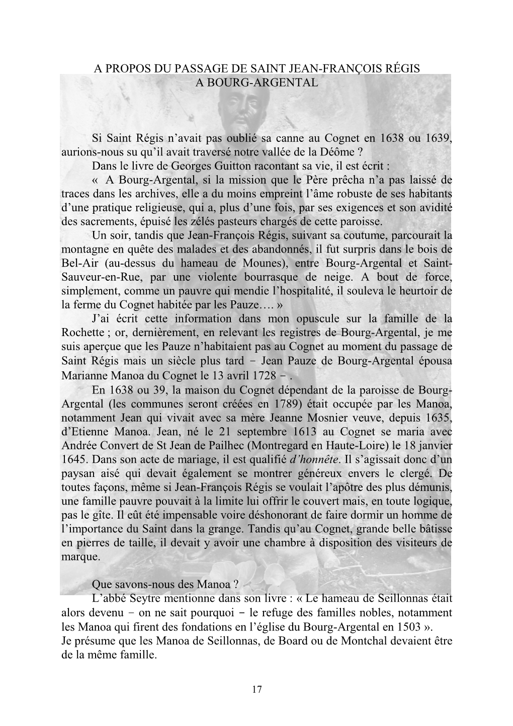 07 a Propos Du Passage De St Jean François Régis