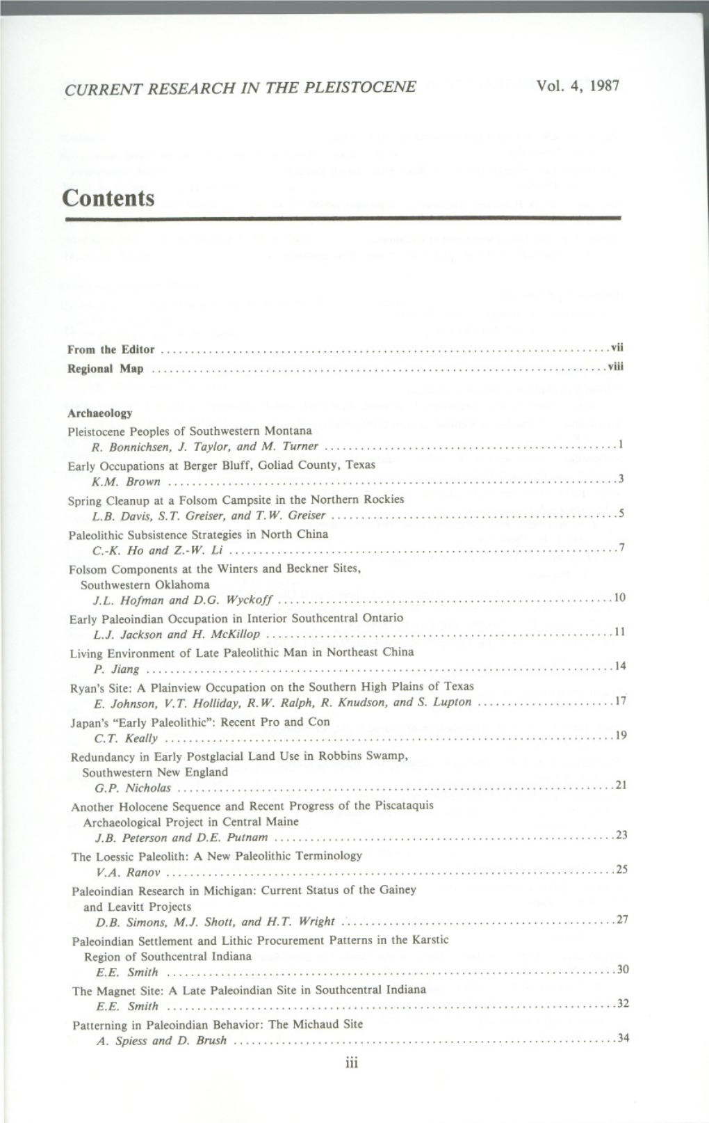 CRP Table of Contents