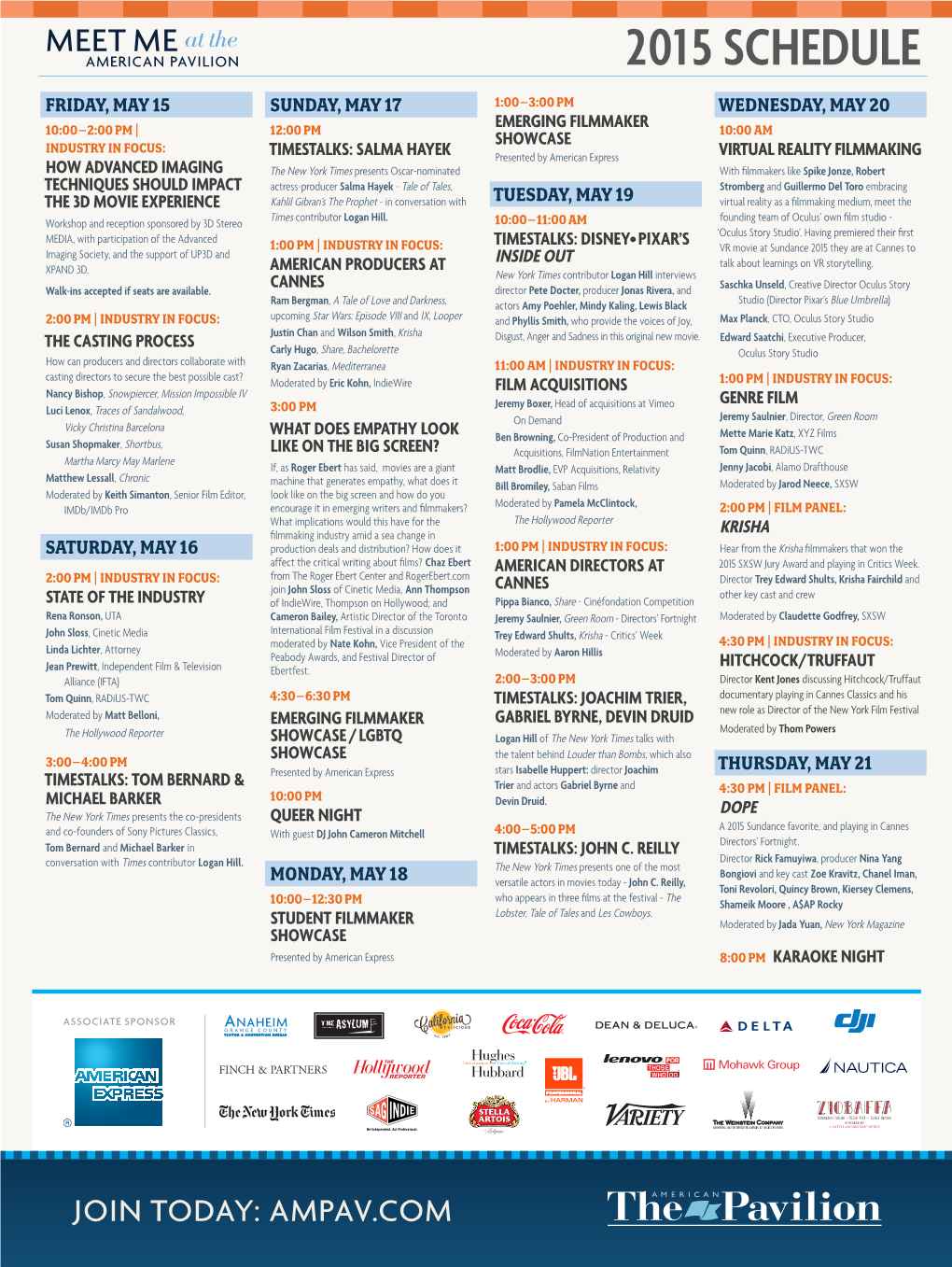 The American Pavilion Cannes 2015 Schedule