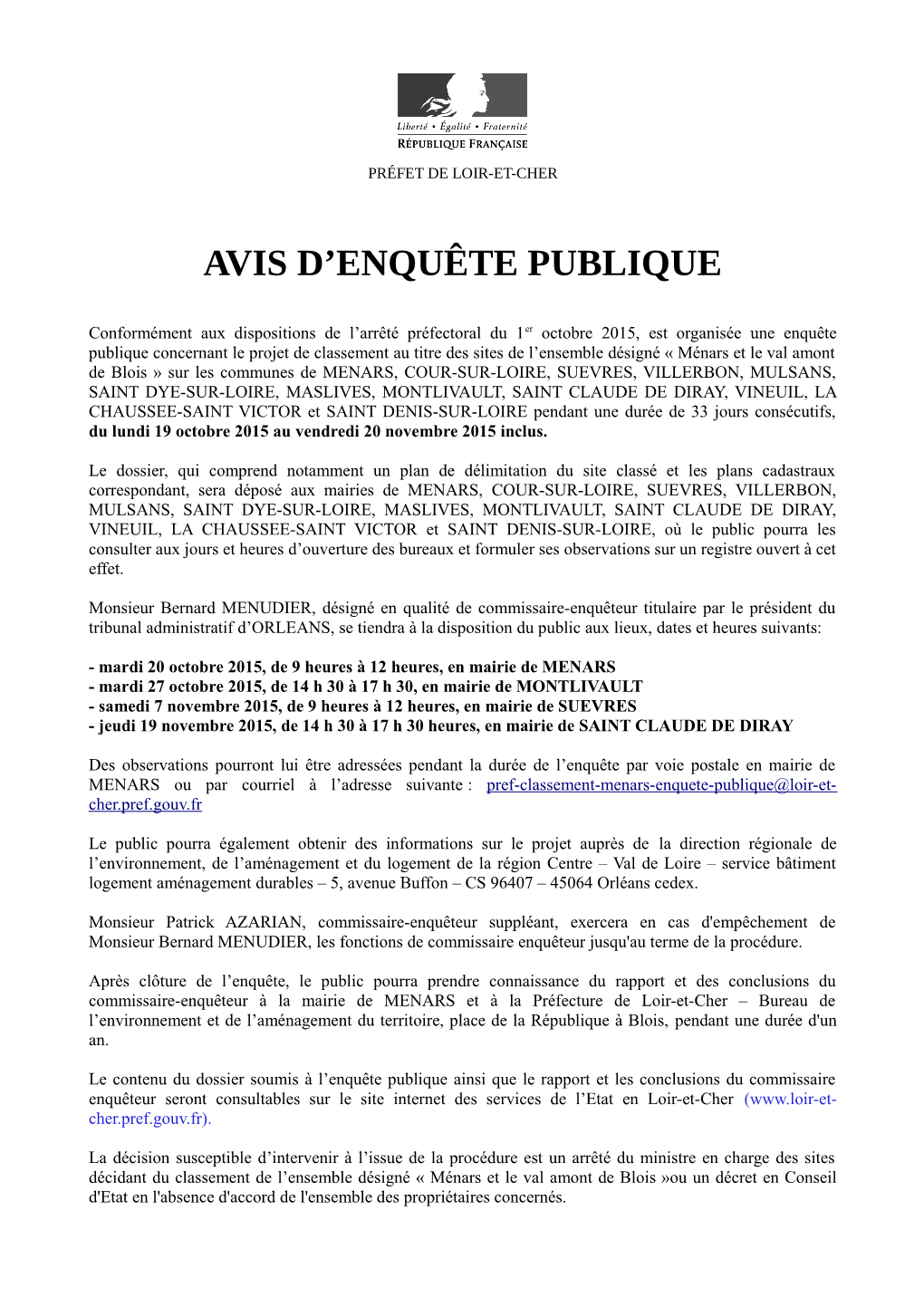 Avis D'enquête Publique