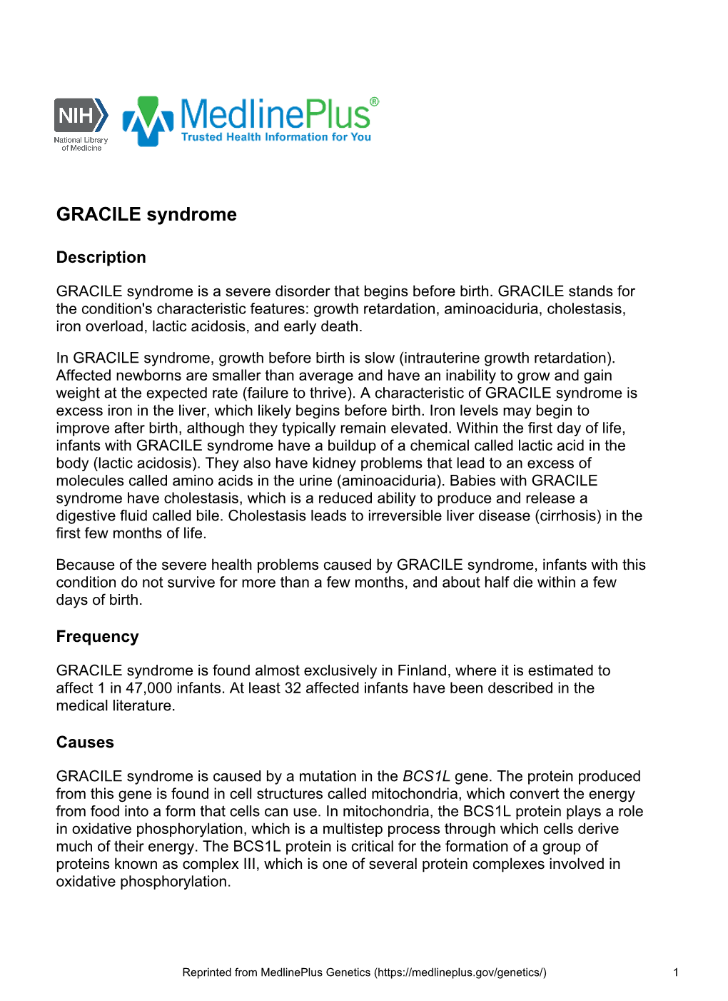 GRACILE Syndrome