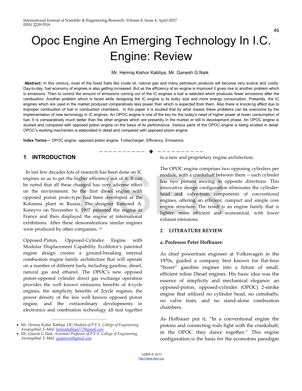 Opoc Engine an Emerging Technology in IC Engine