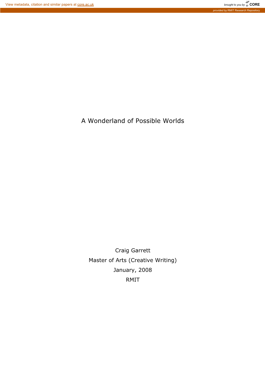 A Wonderland of Possible Worlds