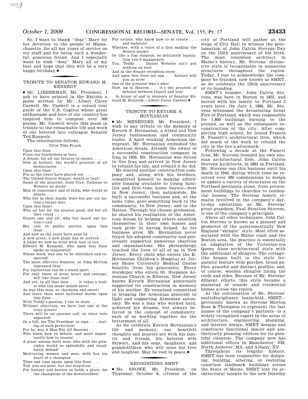 CONGRESSIONAL RECORD—SENATE, Vol. 155, Pt. 17 October