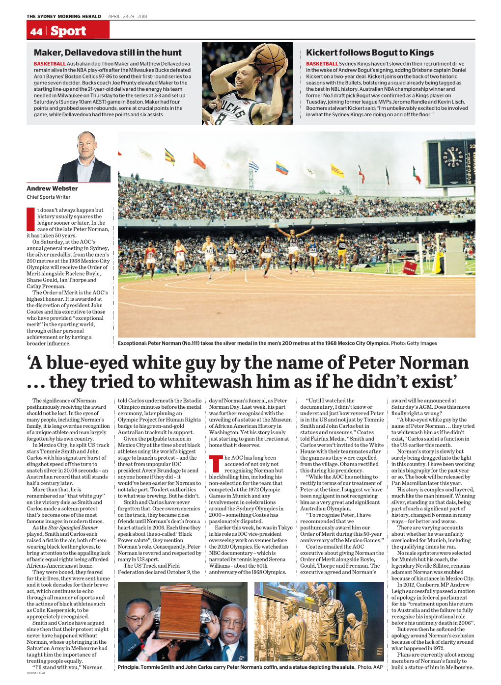 'A Blue-Eyed White Guy by the Name of Peter Norman ... They Tried To