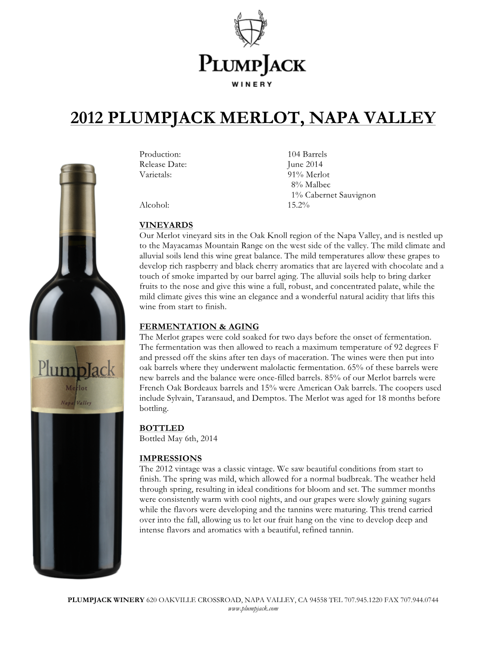 2012 Plumpjack Merlot, Napa Valley