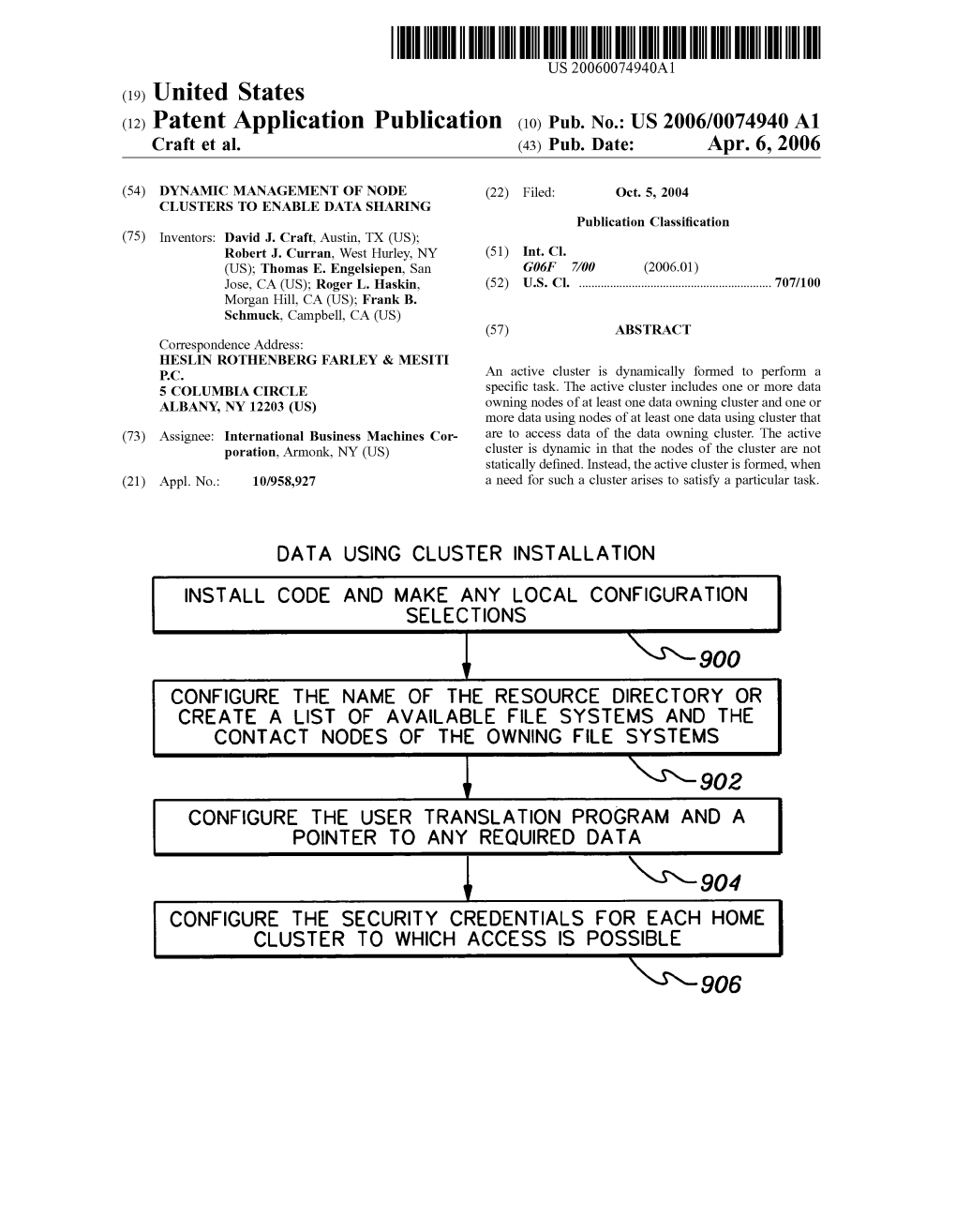 (12) Patent Application Publication (10) Pub. No.: US 2006/007494.0 A1 Craft Et Al