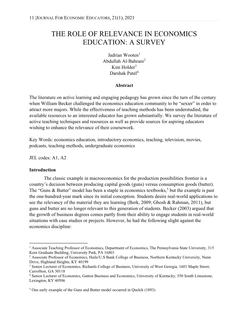 The Role of Relevance in Economics Education: a Survey
