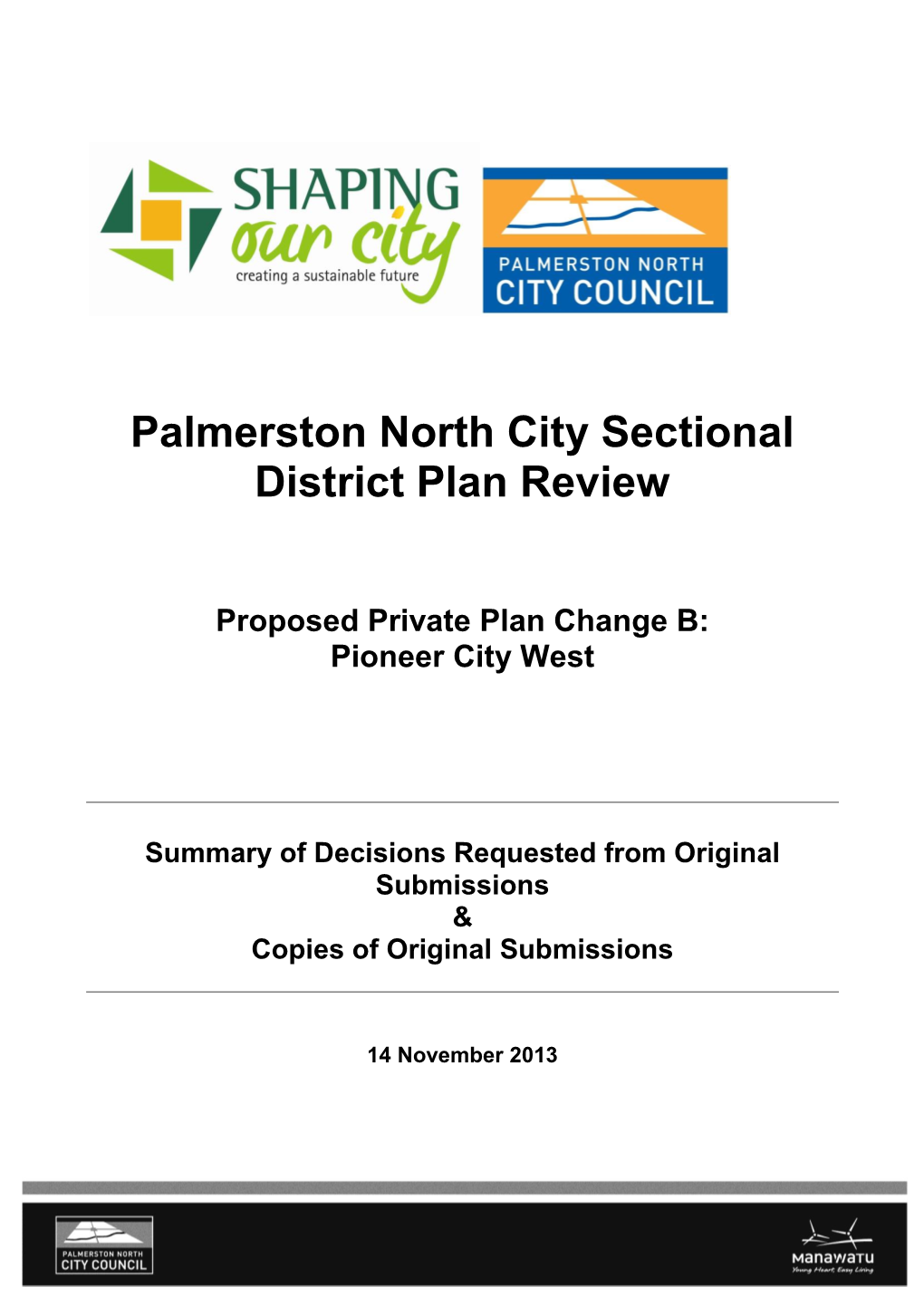 Palmerston North City Sectional District Plan Review