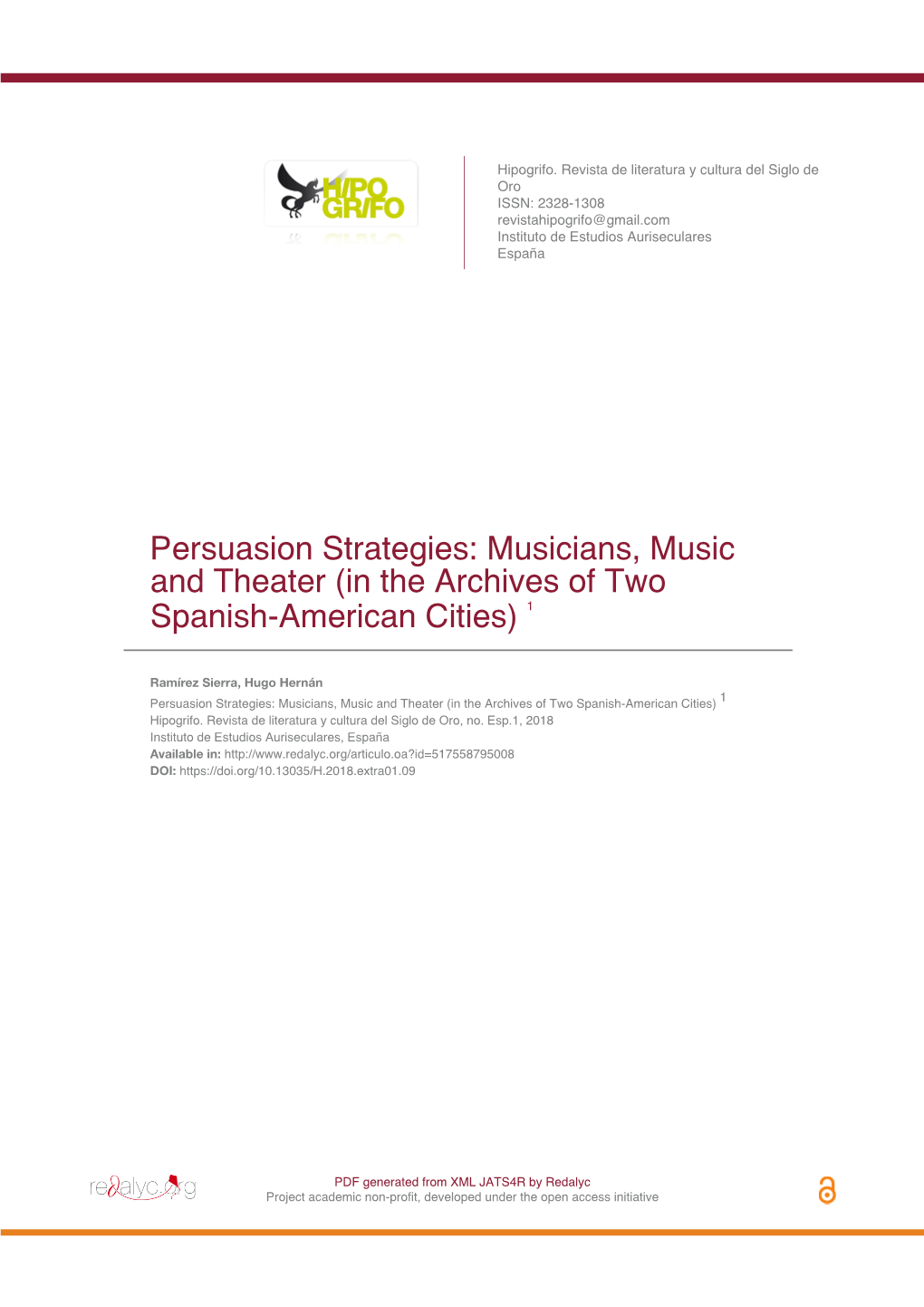 Musicians, Music and Theater (In the Archives of Two Spanish-American Cities) 1