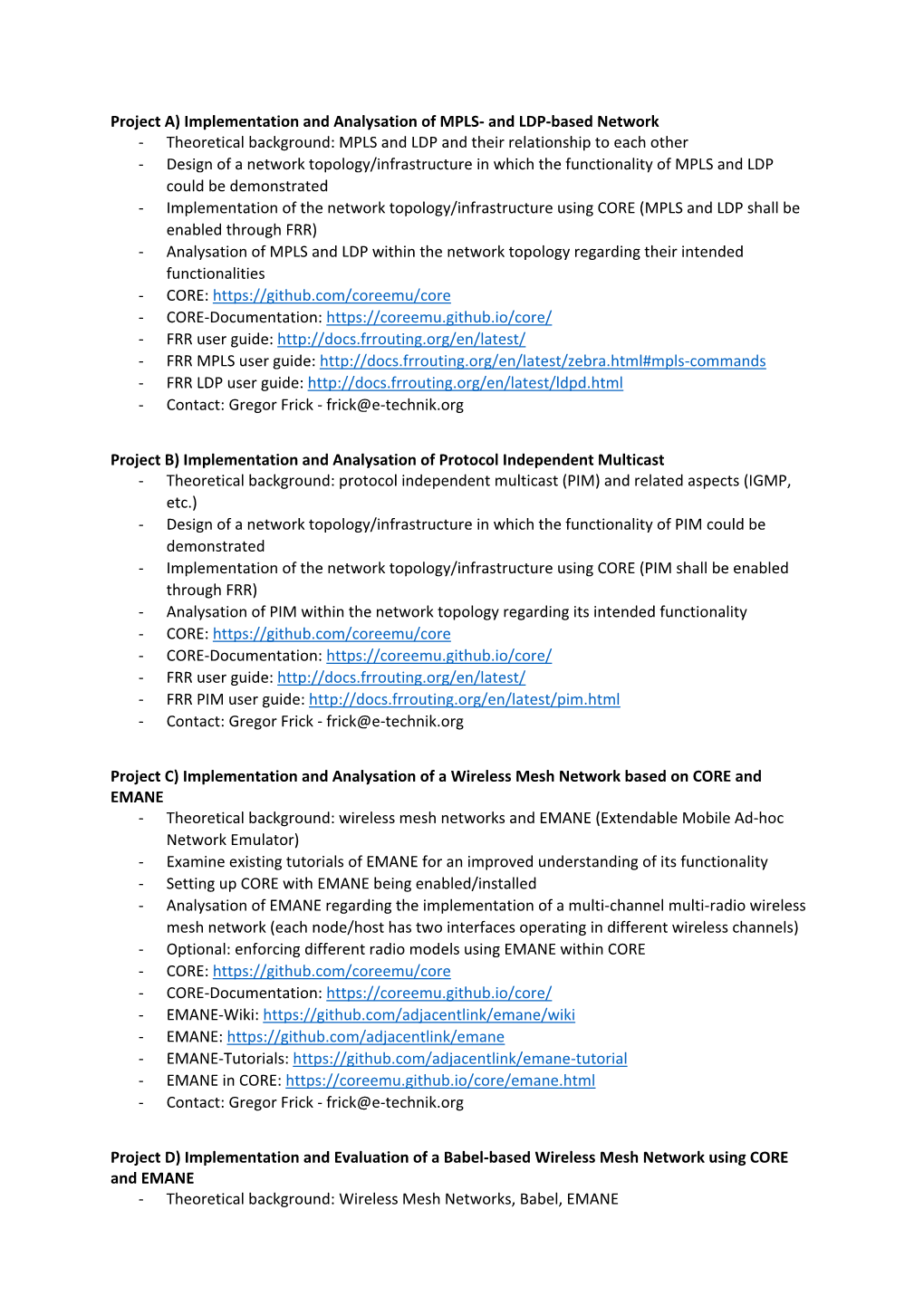 Project A) Implementation and Analysation of MPLS- and LDP