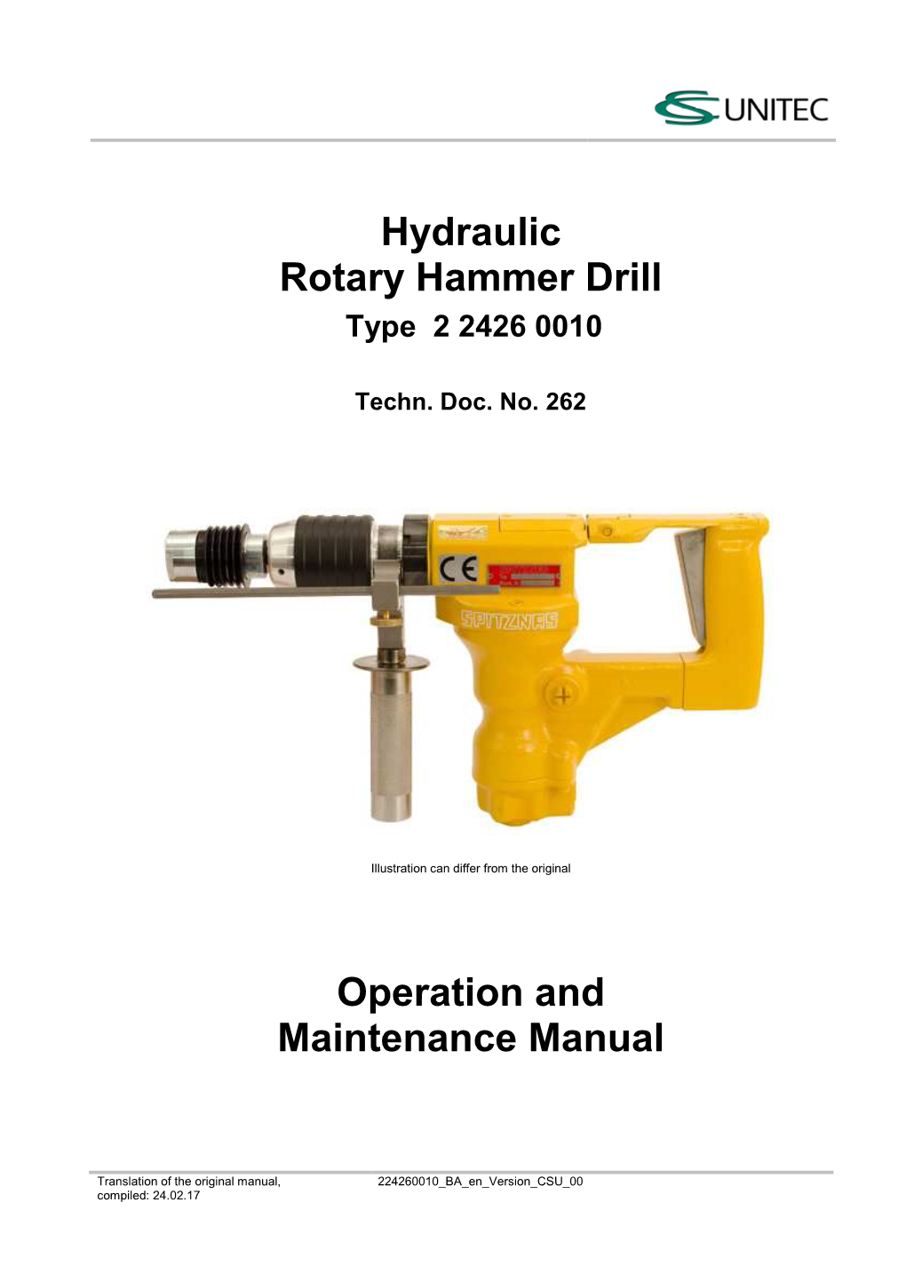 Hydraulic Rotary Hammer Drill Operation and Maintenance Manual