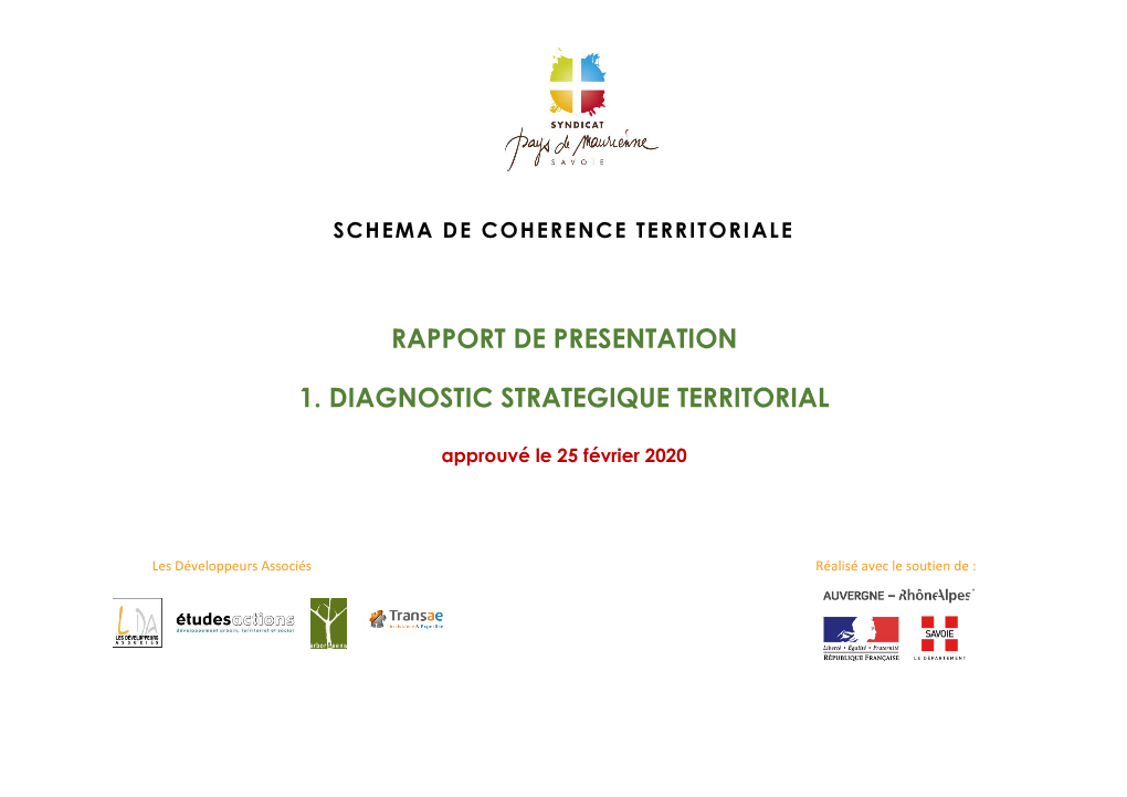 Rapport De Presentation 1. Diagnostic Strategique Territorial
