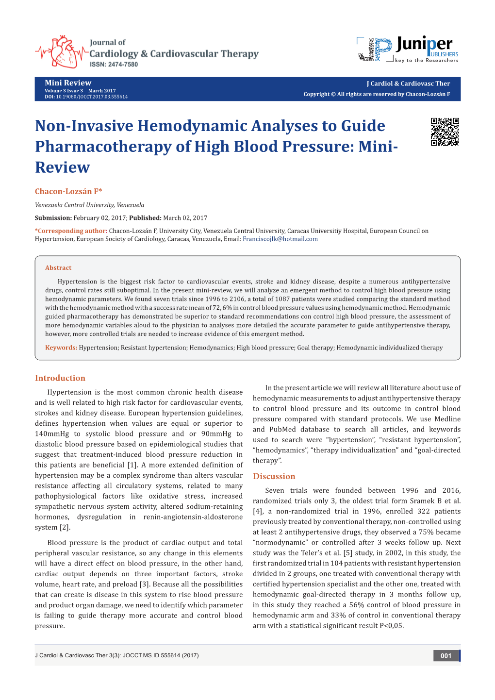 Non-Invasive Hemodynamic Analyses to Guide Pharmacotherapy of High Blood Pressure: Mini- Review